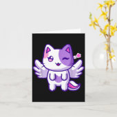 Meemeow Cute Cat Plu-shirt Kaart (Gele Bloem)