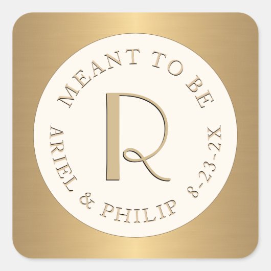 Meent om een mini-monogram etiket met huwelijksdat (Voorkant)