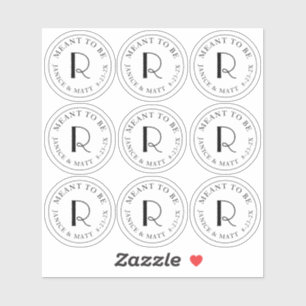 Meent om een mini-monogram etiket met huwelijksdat sticker