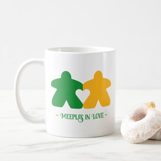 Meepes en Amour, Mug Vert & Jaune (Avec donut)
