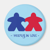 Meeples en amour, aimant bleu et rouge (Devant)