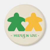 Meeples en amour, aimant vert et jaune (Devant)