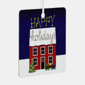 Meeples Home for the Feestdagen Metal Ornament (Voorkant Rechts)