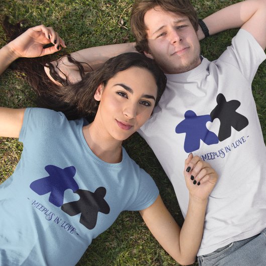 Meeples in Love, Blauw & Zwart Mannen Shirt