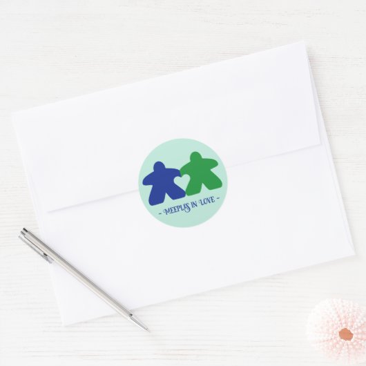 Meeples Verliefd, Blauwe & Groene Stickers (Envelop)