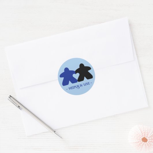 Meeples Verliefd, Blauwe & Zwarte Stickers (Envelop)