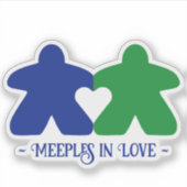 Meeps en Love, Bleu & Vert Vinyl Sticker (Devant)