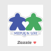 Meeps en Love, Bleu & Vert Vinyl Sticker (Feuille)