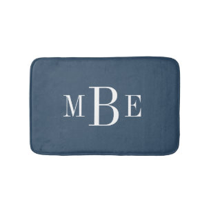 Meer Blauw en Wit Klassiek 3 Letter Monogram Badmat