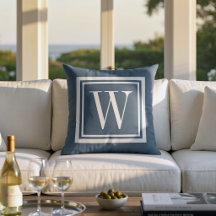 Meer Blauwe en Witte Klassieke Vierkante Monogram