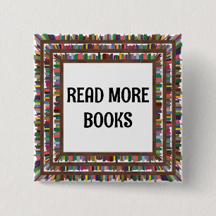 Meer boeken lezen vierkante button 5,1 cm