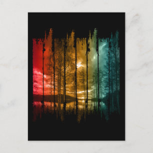 MEER BOMEN VINTAGE ZONSONDERGANG BRIEFKAART