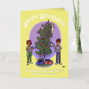 Meer Cat Christmas Gevouwen Gele Folie Kaart