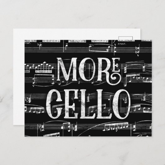 Meer Cello-alkboard - Black White Music Briefkaart (Voorkant / Achterkant)