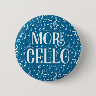 Meer Cello - Blauwe witte muziek Ronde Button 5,7 Cm