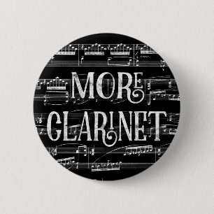 Meer Clarinet-bord - Zwarte witte muziek Ronde Button 5,7 Cm