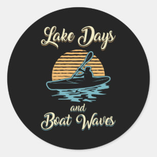 Meer dagen en bootgolven kajak boot boot grappig ronde sticker