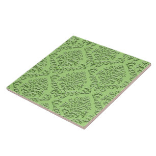 MEER DAMASK IN EMBOSSED GROEN TEGELTJE