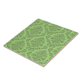 MEER DAMASK IN EMBOSSED GROEN TEGELTJE