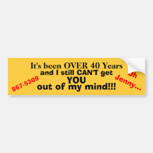 Meer dan 40 jaar Retro Generic 867-5309 80s Bumpersticker
