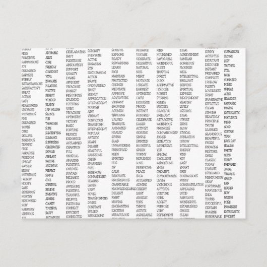 Meer dan 600 positieve woorden! briefkaart (Voorkant)