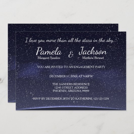 Meer dan al de STars-Engagement Partij nodigt uit Kaart (Voorkant / Achterkant)