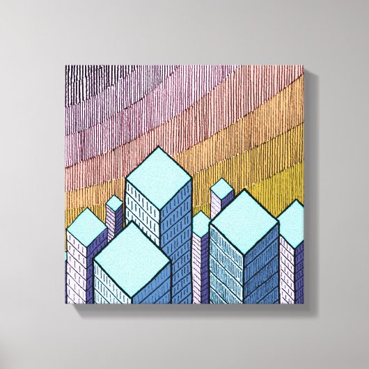 Meer dan drie wolkenkrabbers canvas afdruk (Voorkant)