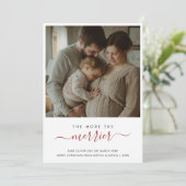 Meer De Merrier Zwangerschap Fotoaankondiging Feestdagenkaart (Staand voorkant)