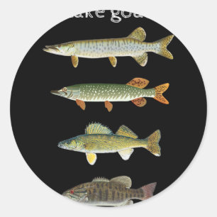 Meer Doelen Vissen Musky Snoek Walleye Kleine Mond Ronde Sticker