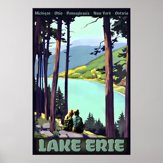 MEER ERIE Retro Roger Broders Reisposter Nieuw Poster (Voorkant)