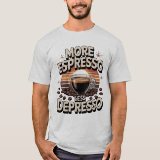 Meer espresso en minder depressiviteit. Grappig Ko T-shirt