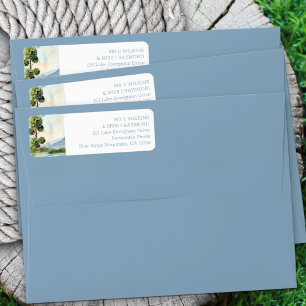 Meer Evergreen Waterverf Dusty Blue Address Label