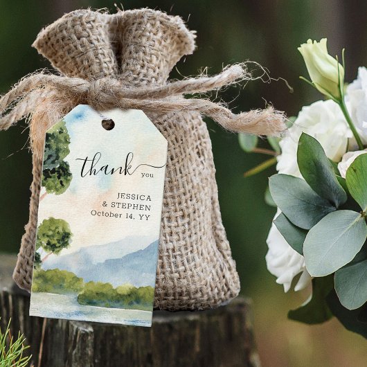 Meer Evergreen Waterverf Weddenschap Dank je Cadeaulabel