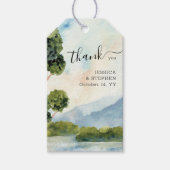 Meer Evergreen Waterverf Weddenschap Dank je Cadeaulabel (Voorkant)