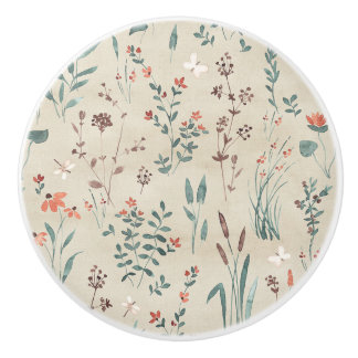 Meer flora waterverf wilde bloemen keramische knop