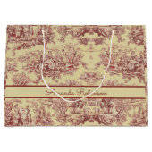 meer geel rood toile de jouy monogram groot cadeauzakje (Voorkant)