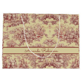 meer geel rood toile de jouy monogram groot cadeauzakje (Achterkant)