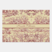 meer geel rood toile de jouy monogram inpakpapier vel (Voorkant 3)