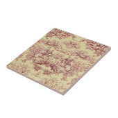 meer geel rood toile de jouy monogram tegeltje (Zijkant)