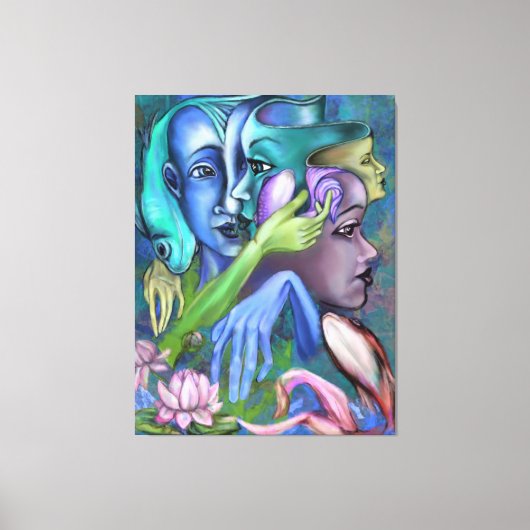 Meer Gezichten Canvas Kubisme Stijl - Schilderen (Voorkant)