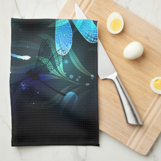 Meer gloeiende libellen theedoek (Quarter Fold)