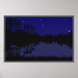 meer in avondlight  poster