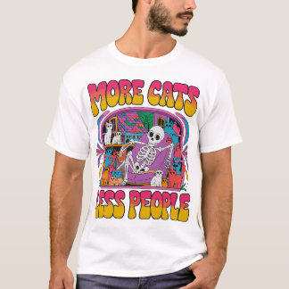 Meer Katten Minder Mensen Grappig Skelet Met Kitte T-shirt