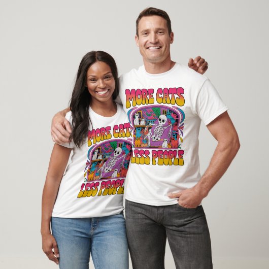 Meer Katten Minder Mensen Grappig Skelet Met Kitte T-shirt (Unisex)