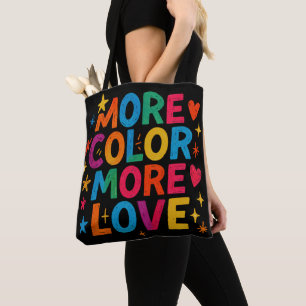 Meer Kleur Meer Liefde Speelse Regenboog Typografi Draagtas