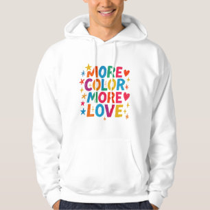 Meer Kleur Meer Liefde Speelse Regenboog Typografi Hoodie