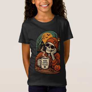 Meer koffie alsjeblieft Skelet Herfst Griezelen Mo T-shirt