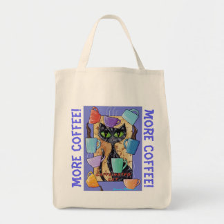 MEER KOFFIE! Cat Grocery bag met cafeïnevrije kap Tote Bag
