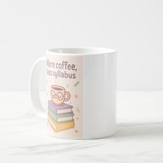 Meer koffie Minder syllabus Grappige mok (Voorkant links)