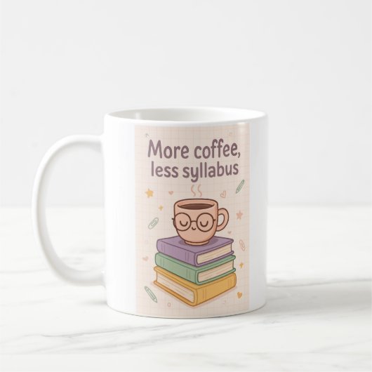 Meer koffie Minder syllabus Grappige mok (Links)